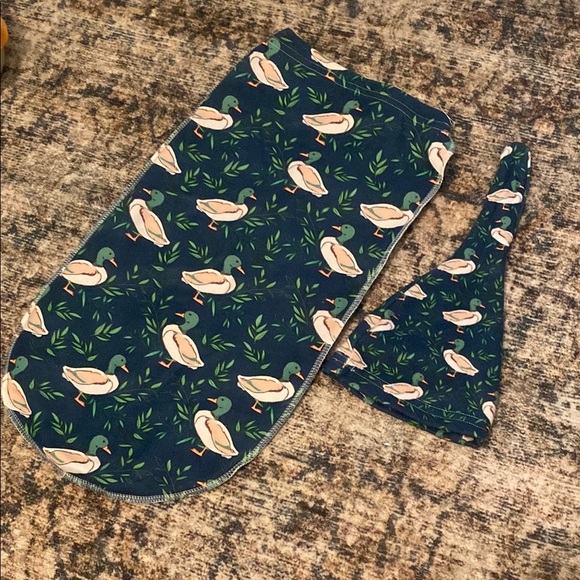 Mallard Duck Print Swaddle and Hat Set - Picture 1 of 2